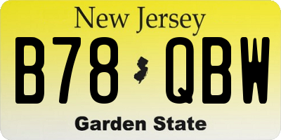 NJ license plate B78QBW