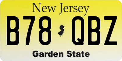 NJ license plate B78QBZ