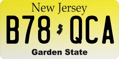 NJ license plate B78QCA