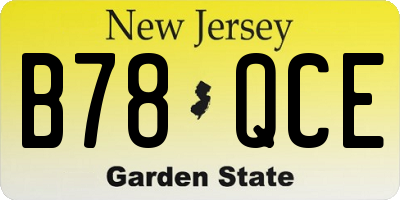 NJ license plate B78QCE
