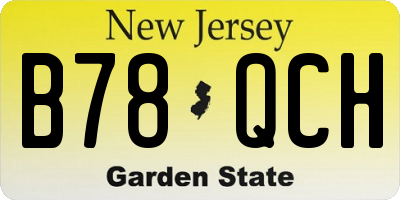 NJ license plate B78QCH