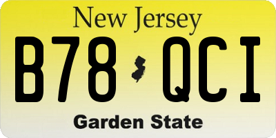 NJ license plate B78QCI