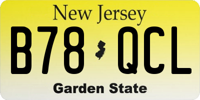 NJ license plate B78QCL
