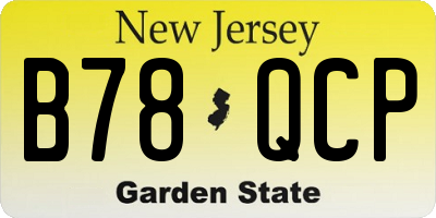 NJ license plate B78QCP