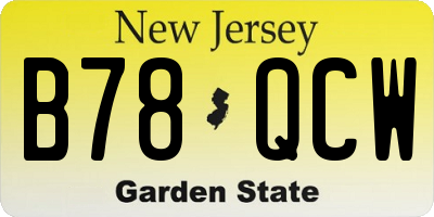NJ license plate B78QCW
