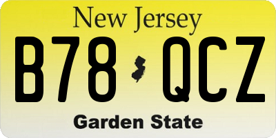 NJ license plate B78QCZ