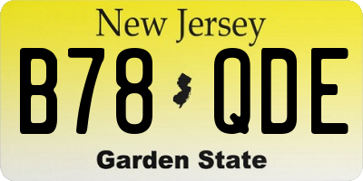 NJ license plate B78QDE