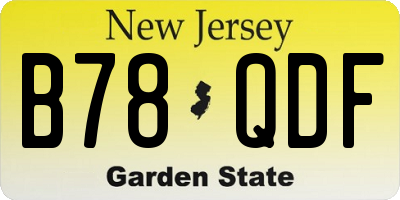 NJ license plate B78QDF