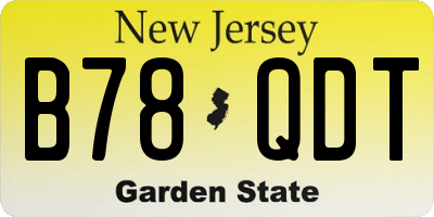 NJ license plate B78QDT