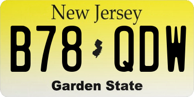 NJ license plate B78QDW