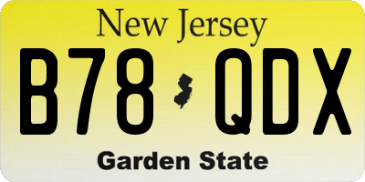NJ license plate B78QDX