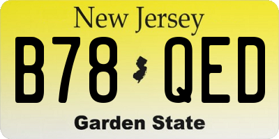 NJ license plate B78QED