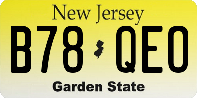 NJ license plate B78QEO