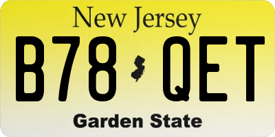 NJ license plate B78QET