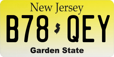 NJ license plate B78QEY