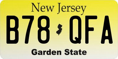 NJ license plate B78QFA