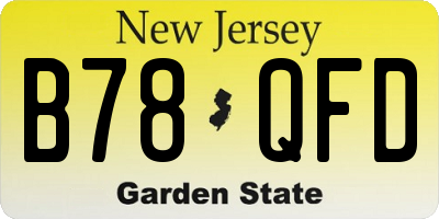 NJ license plate B78QFD