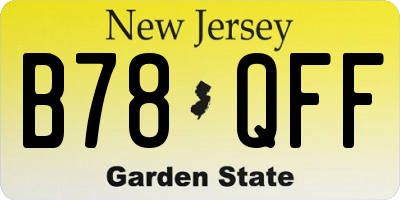 NJ license plate B78QFF