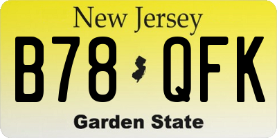 NJ license plate B78QFK