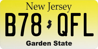 NJ license plate B78QFL