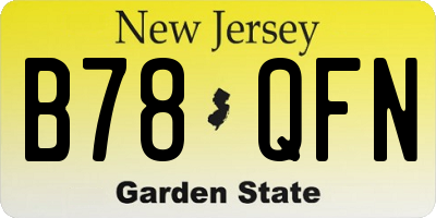 NJ license plate B78QFN