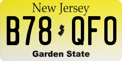 NJ license plate B78QFO