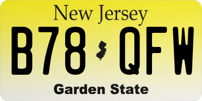 NJ license plate B78QFW