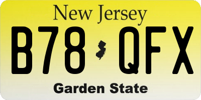 NJ license plate B78QFX