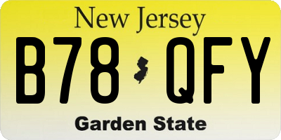 NJ license plate B78QFY