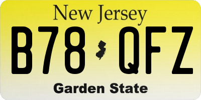 NJ license plate B78QFZ