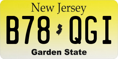 NJ license plate B78QGI