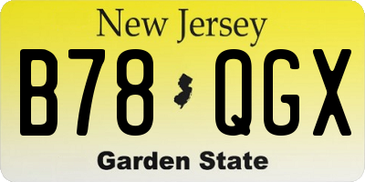 NJ license plate B78QGX