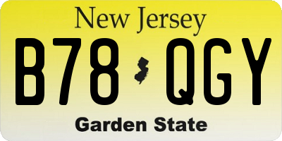 NJ license plate B78QGY
