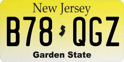 NJ license plate B78QGZ
