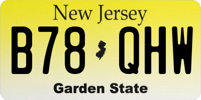 NJ license plate B78QHW