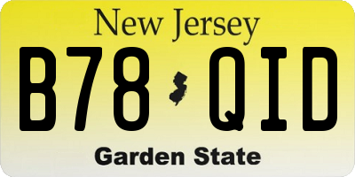 NJ license plate B78QID
