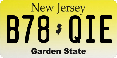 NJ license plate B78QIE