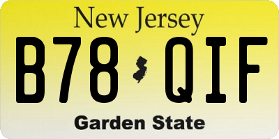 NJ license plate B78QIF