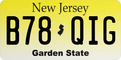 NJ license plate B78QIG