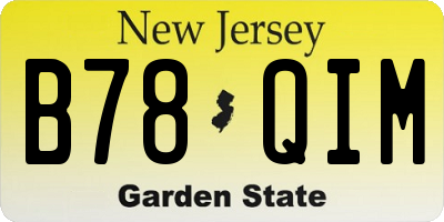 NJ license plate B78QIM