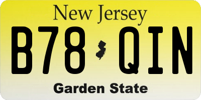 NJ license plate B78QIN