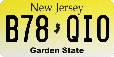 NJ license plate B78QIO