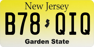 NJ license plate B78QIQ