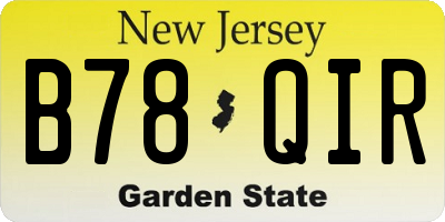 NJ license plate B78QIR