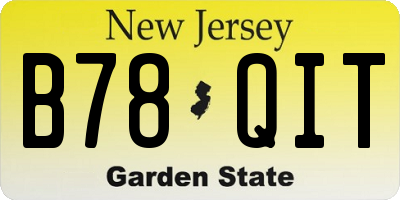 NJ license plate B78QIT