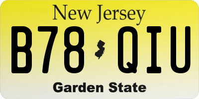 NJ license plate B78QIU
