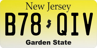 NJ license plate B78QIV