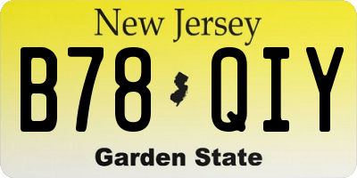 NJ license plate B78QIY