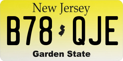 NJ license plate B78QJE
