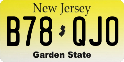 NJ license plate B78QJO